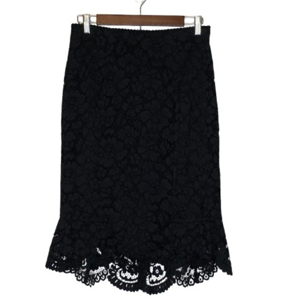 Express Womens Floral Lace Pencil Skirt Size 4 Black Whimsigoth Feminine Party